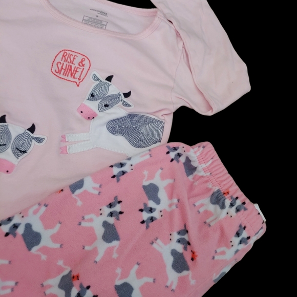#1902 Cow rise shine 2pc pajama set girl 5 - Picture 2 of 2